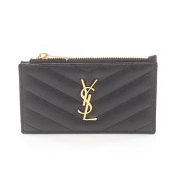 Saint Laurent SAINT LAURENT Monogram Fragment Zip Business Card Holder/Card Case Wallet/Coin Wallet Leather Women's Black 607915BOW011000