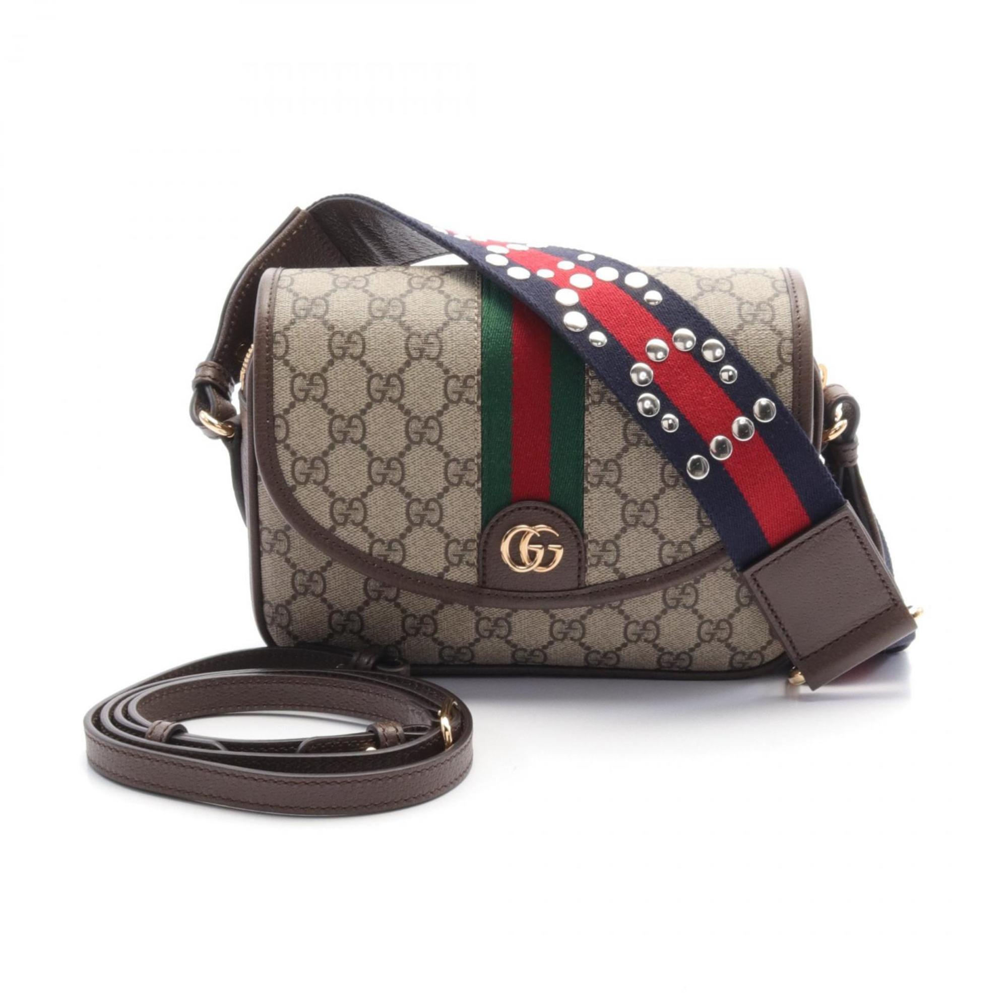 GUCCI Ophidia Small GG Supreme Shoulder Bag, Coated Canvas, Leather, Women's, Beige, Brown, 722117FAAX39789