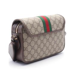 GUCCI Ophidia Small GG Supreme Shoulder Bag, Coated Canvas, Leather, Women's, Beige, Brown, 722117FAAX39789