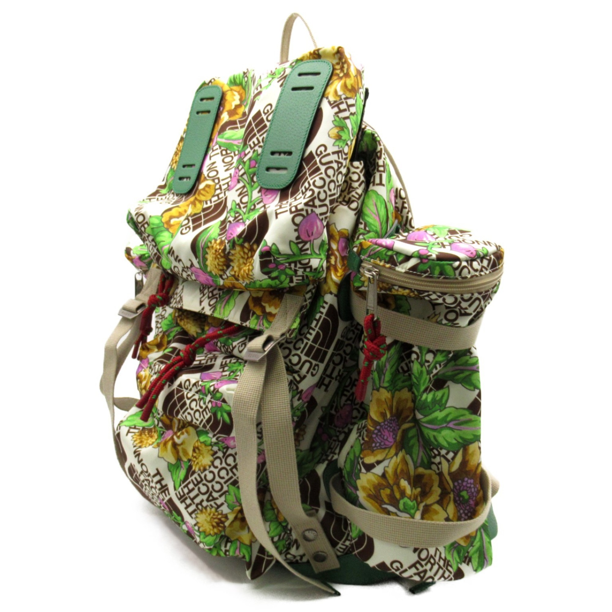 GUCCI Backpack Rucksack Bag Nylon Leather Women's Green Multicolor 650294