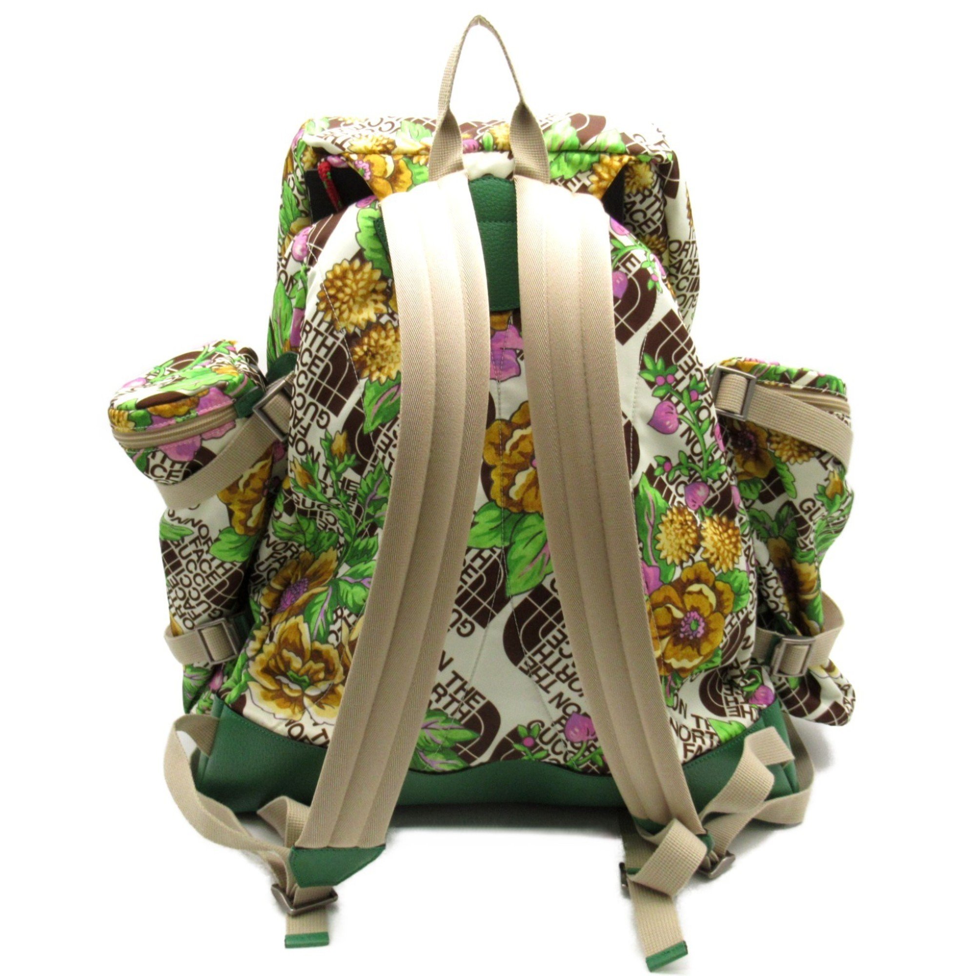 GUCCI Backpack Rucksack Bag Nylon Leather Women's Green Multicolor 650294