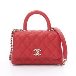 CHANEL Coco Handle XXS Handbag Bag Caviar Skin (Grained Calf) Women's Red AS2215