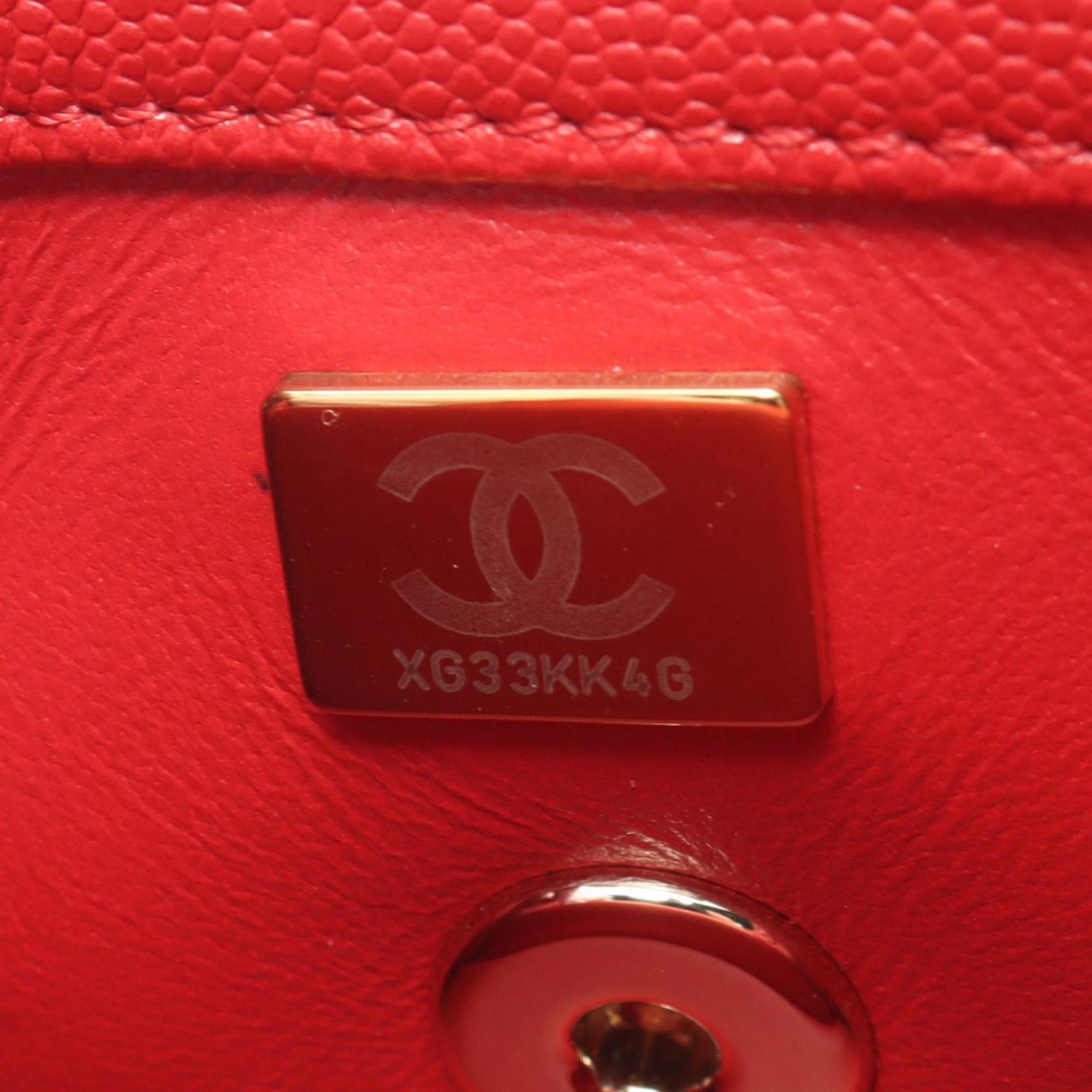 CHANEL Coco Handle XXS Handbag Bag Caviar Skin (Grained Calf) Women's Red AS2215