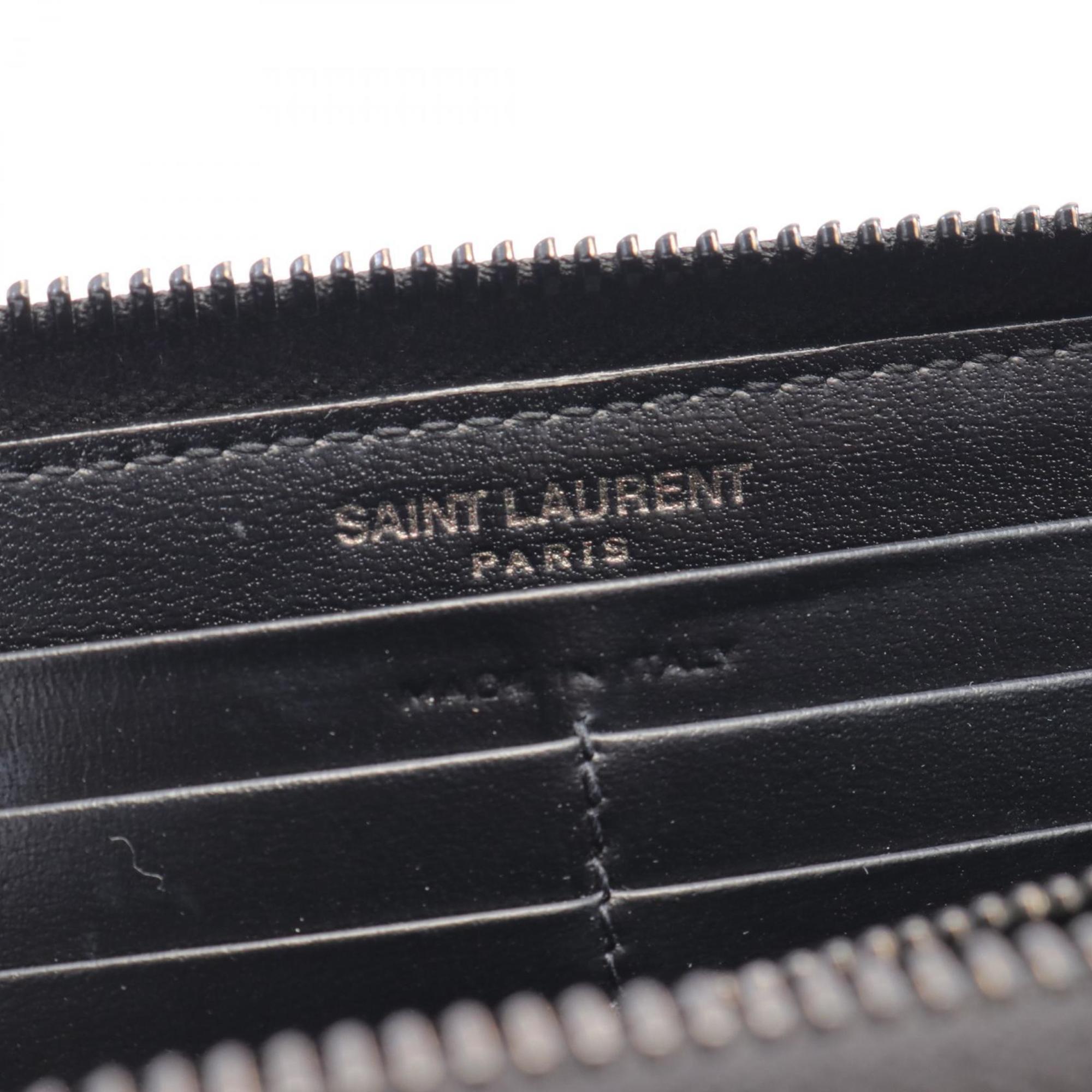 Saint Laurent SAINT LAURENT Round Long Wallet Leather Women's Black 630201