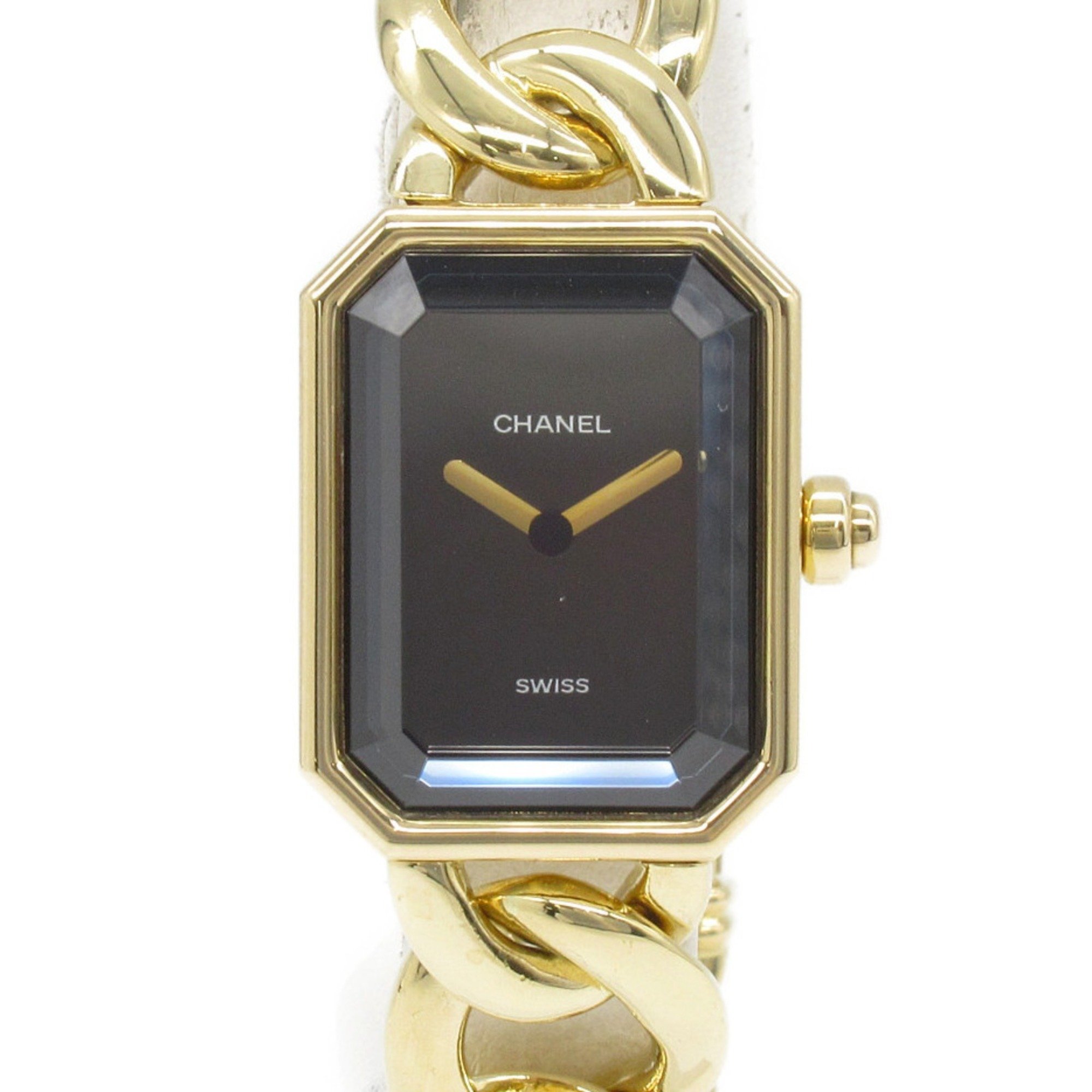 CHANEL Premiere M Watch, K18 (yellow gold), ladies', black, H0003