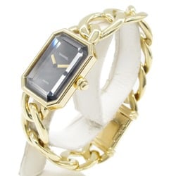 CHANEL Premiere M Watch, K18 (yellow gold), ladies', black, H0003