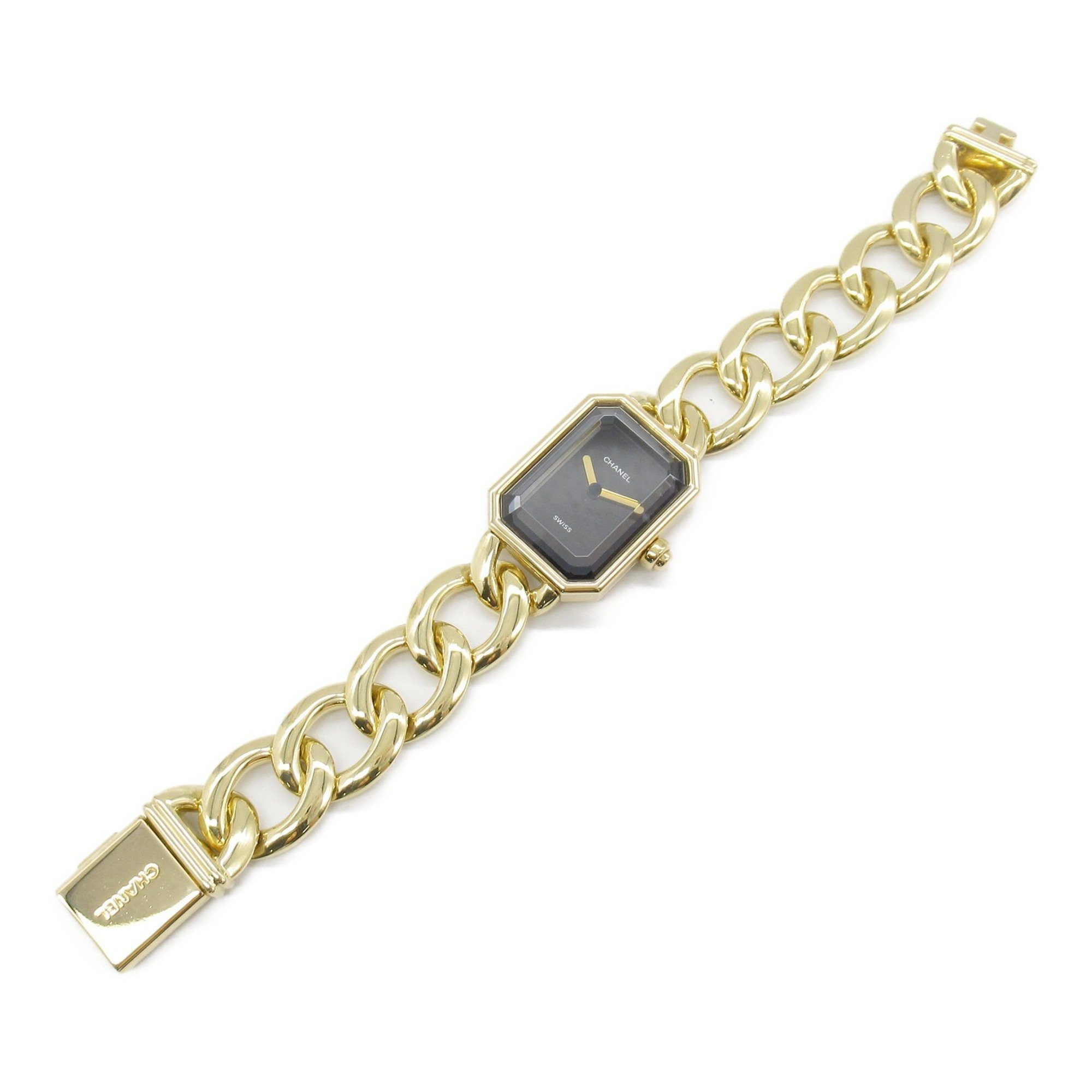 CHANEL Premiere M Watch, K18 (yellow gold), ladies', black, H0003