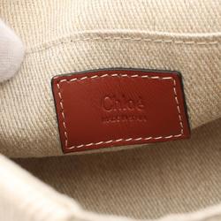 Chloé Chloe WOODY Waist Bag Body Fabric Leather Women's Beige Brown White CHC24AS681L1790U