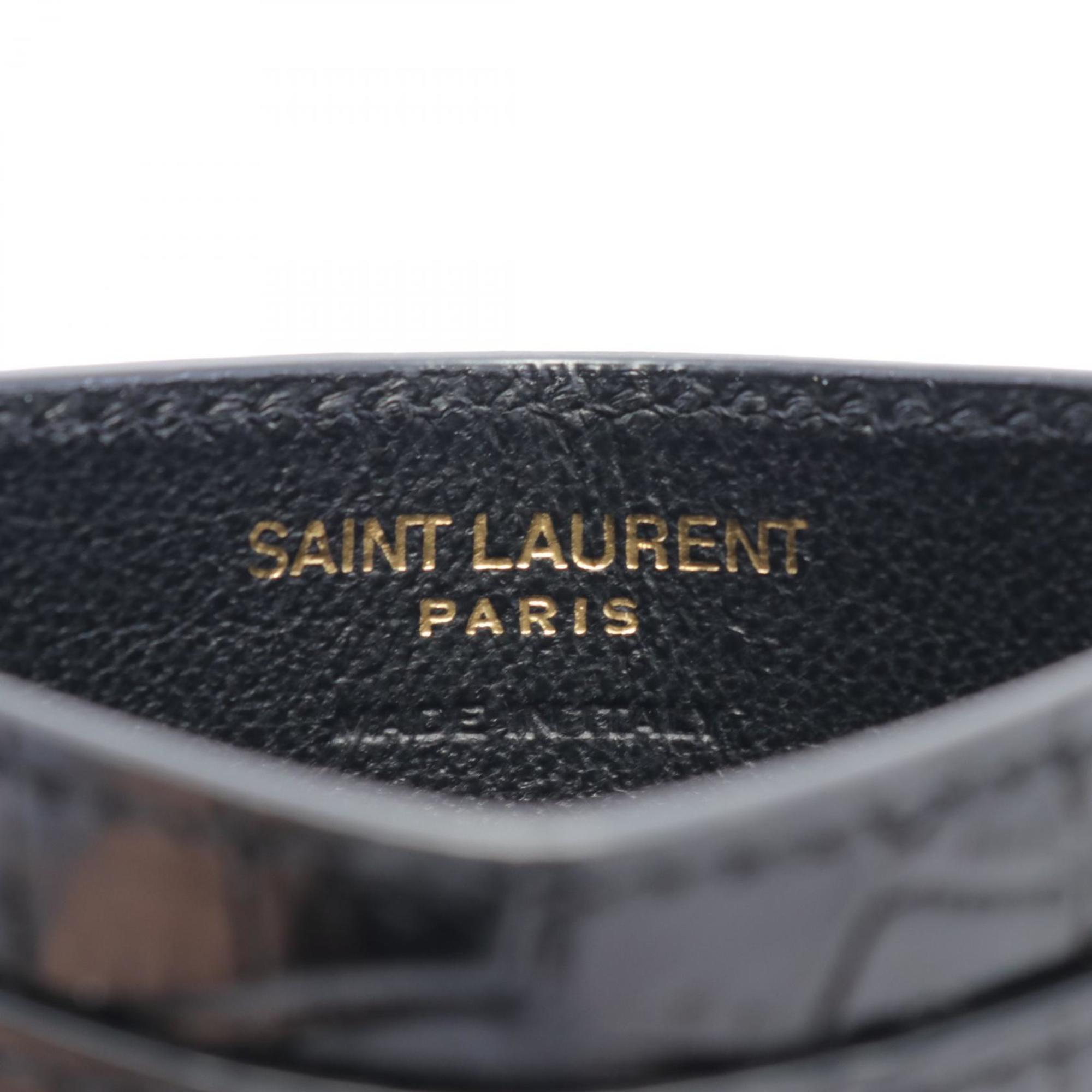 Saint Laurent Cassandra Business Card Holder/Card Case Leather Women's Black 370778DND0J1000