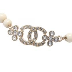 CHANEL Coco Mark Choker GP (Gold Plated) Rhinestone Fake Pearl Women's Gold Clear White C23 A