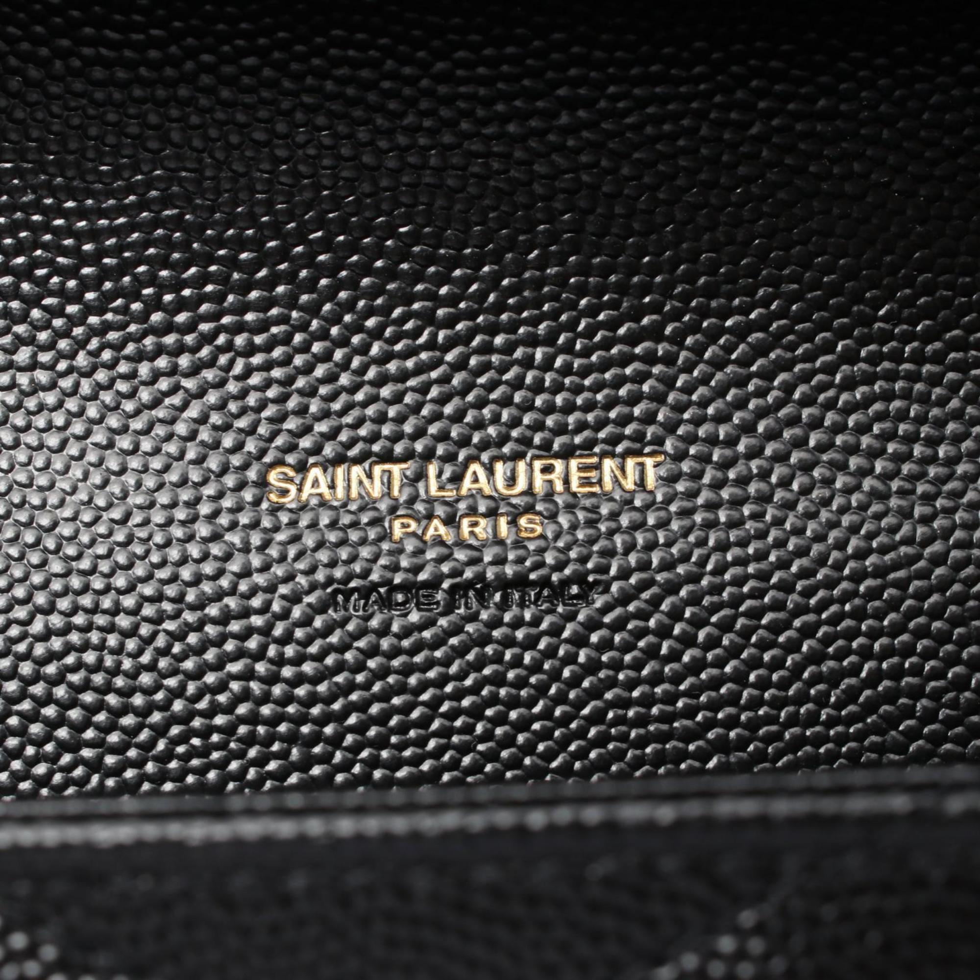 Saint Laurent SAINT LAURENT Monogram Second Bag Clutch Leather Women's Black 617662BOW011000