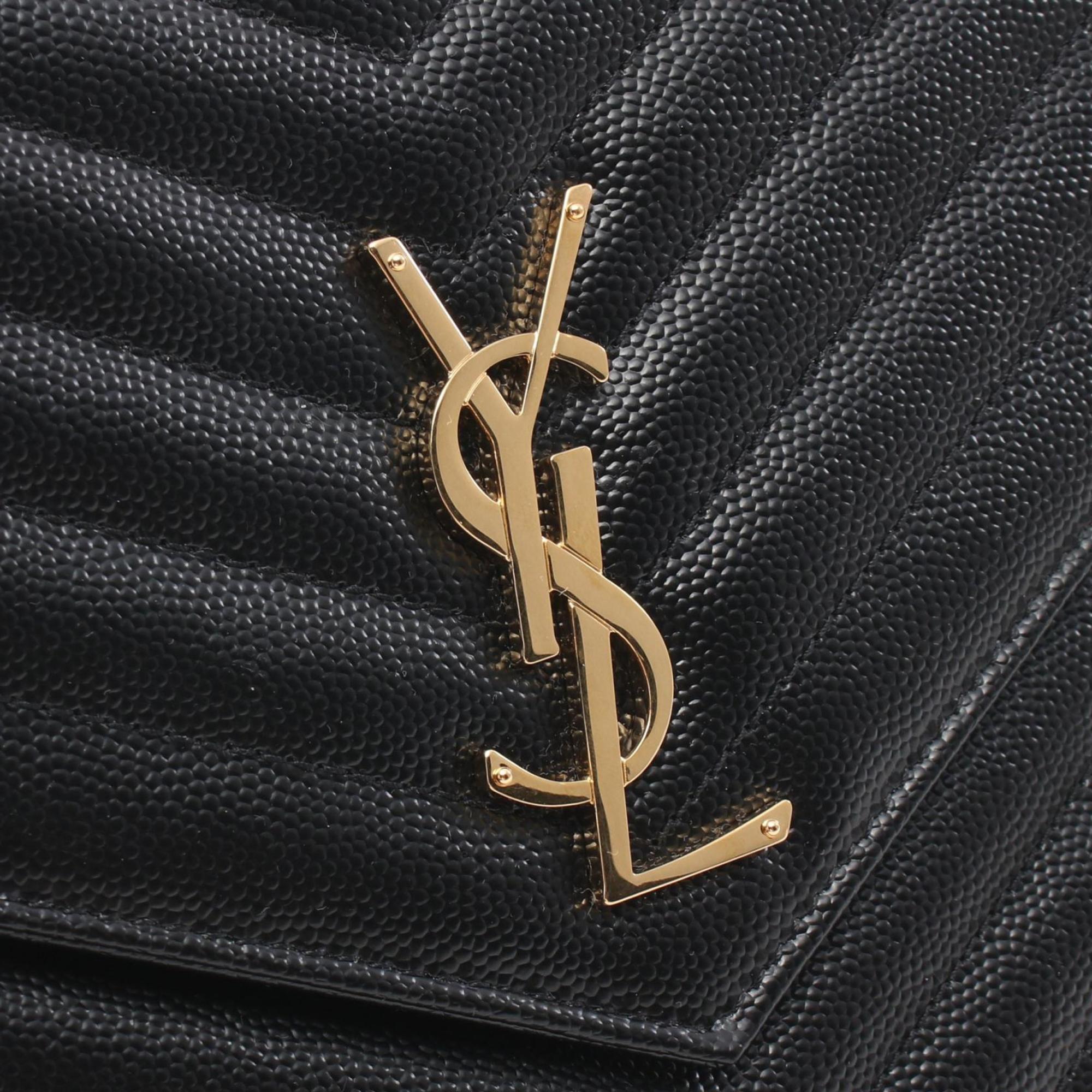 Saint Laurent SAINT LAURENT Monogram Second Bag Clutch Leather Women's Black 617662BOW011000