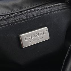 CHANEL Coco Mark Tote Bag Leather Sequins Women's Black Silver Multicolor