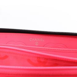 CHANEL Cambon Line Round Long Wallet Leather Patent Women's Black A50078