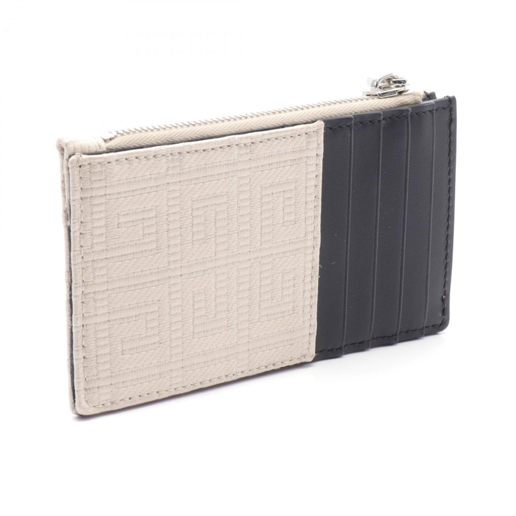 Givenchy Fragment Case Wallet/Coin Wallet Canvas Leather Women's Ivory Black BK60DNK1LF257