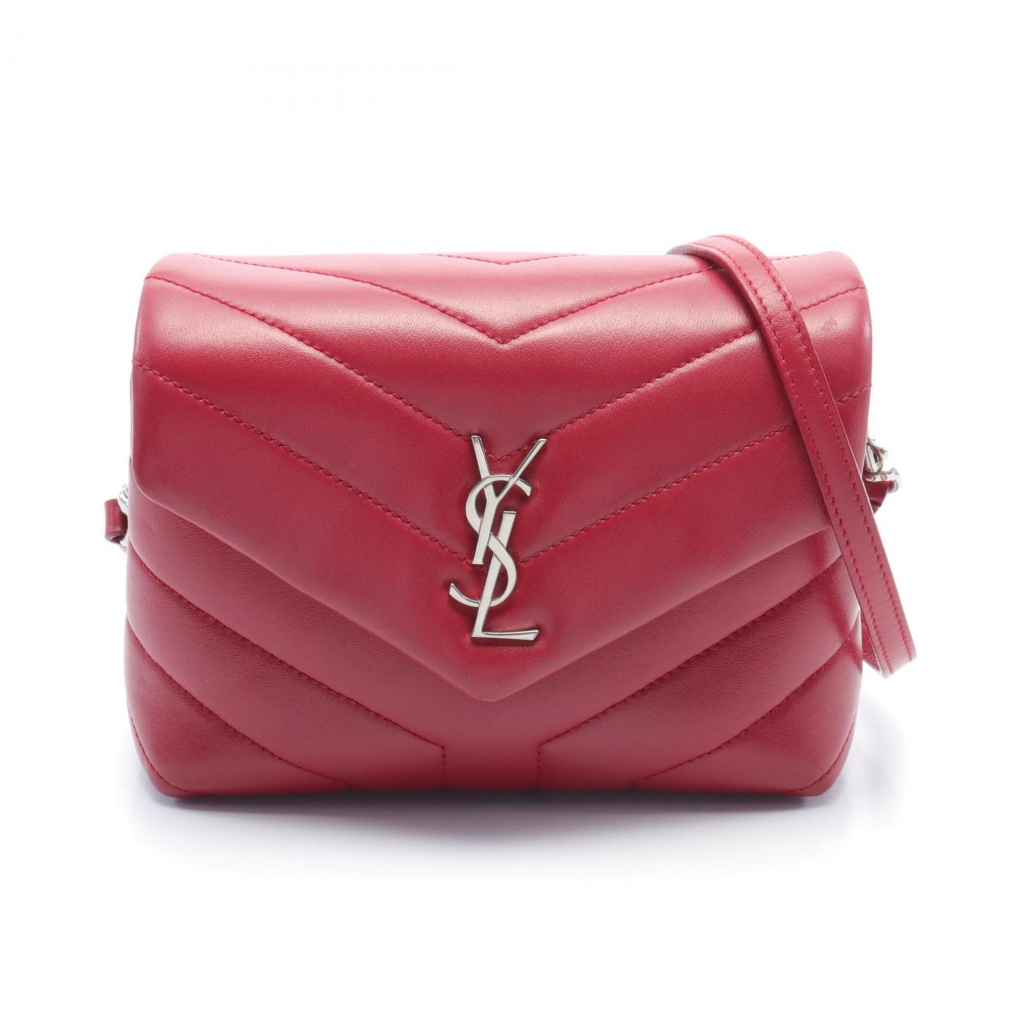 Saint Laurent Lulu Toy Bag Shoulder Leather Women's Red 467072