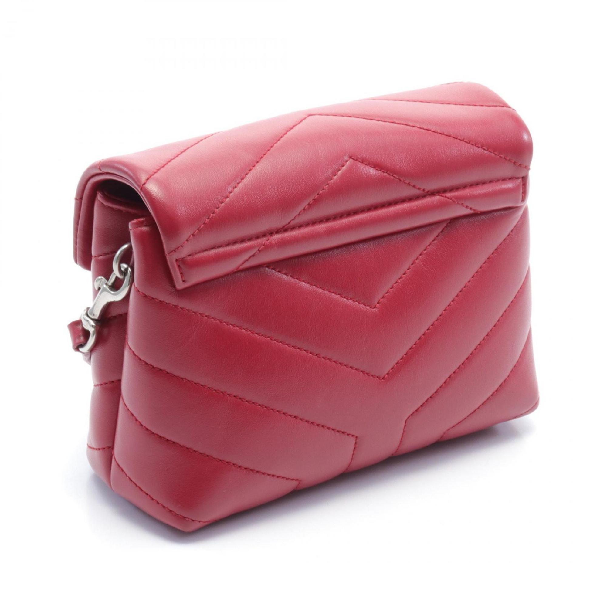 Saint Laurent Lulu Toy Bag Shoulder Leather Women's Red 467072