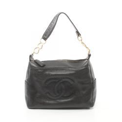 CHANEL Coco Mark Shoulder Bag Leather Women's Black