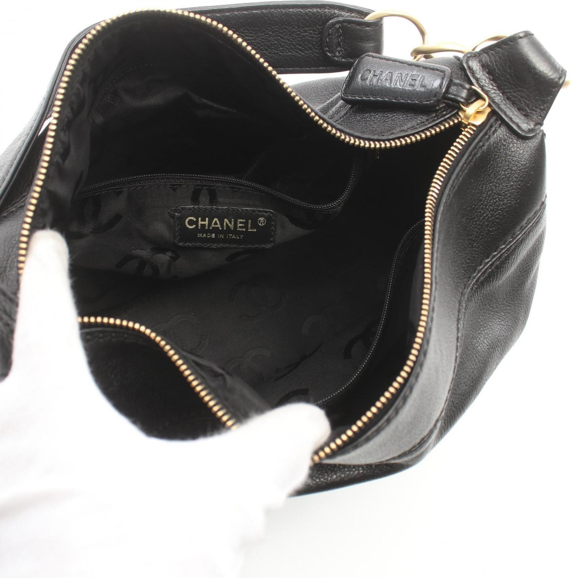 CHANEL Coco Mark Shoulder Bag Leather Women's Black