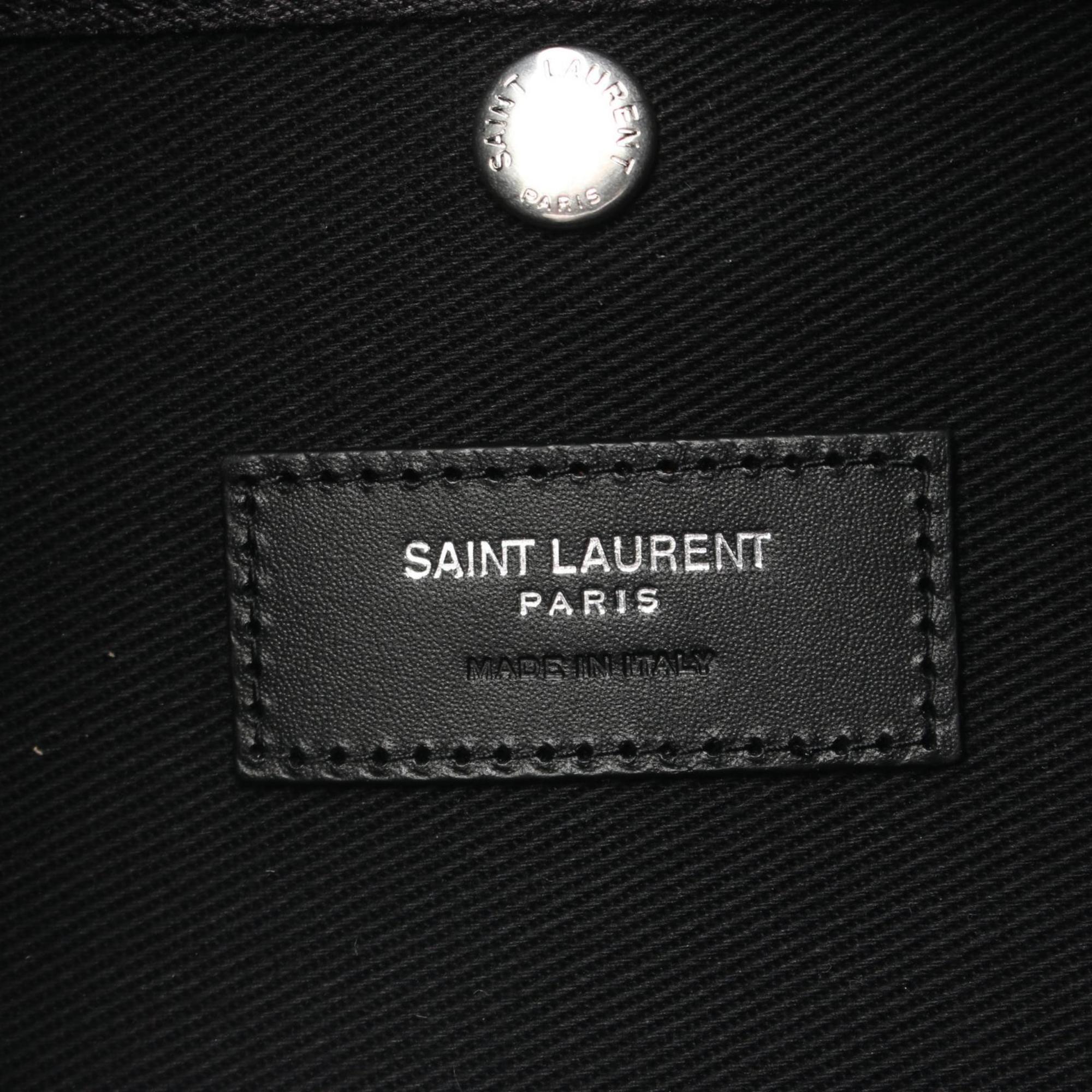 Saint Laurent SAINT LAURENT Rive Gauche Sling Bag Rucksack Backpack Canvas Men's Black White 734682FABKL1094