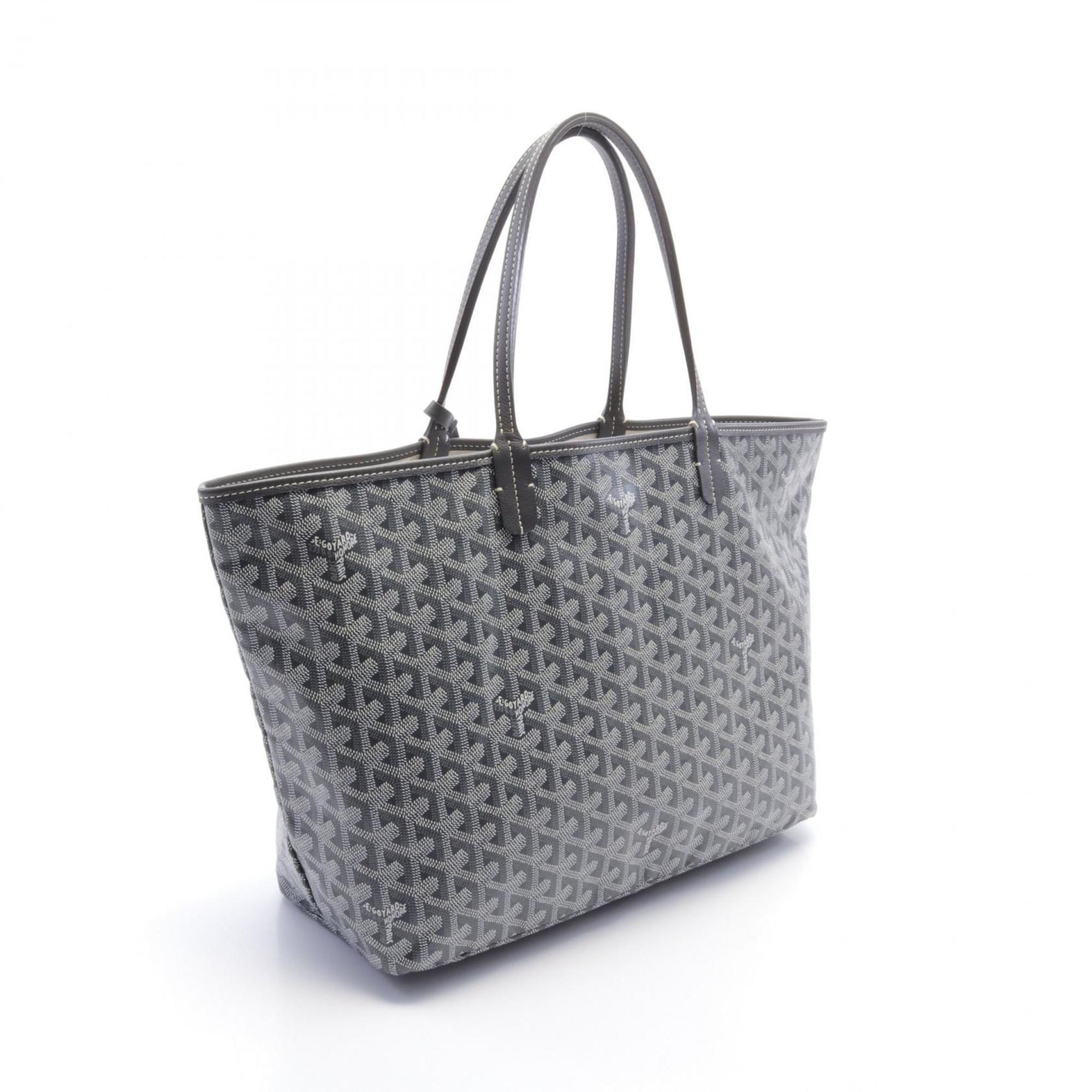 GOYARD Saint Louis PM Tote Bag, Coated Canvas, Leather, Women's, Gray, White