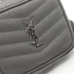 Saint Laurent Baby Lou Shoulder Bag, Leather, Women's, Grey, 635088