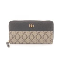 GUCCI Petit Marmont GG Round Long Wallet Coated Canvas Leather Women's Beige Black 456117