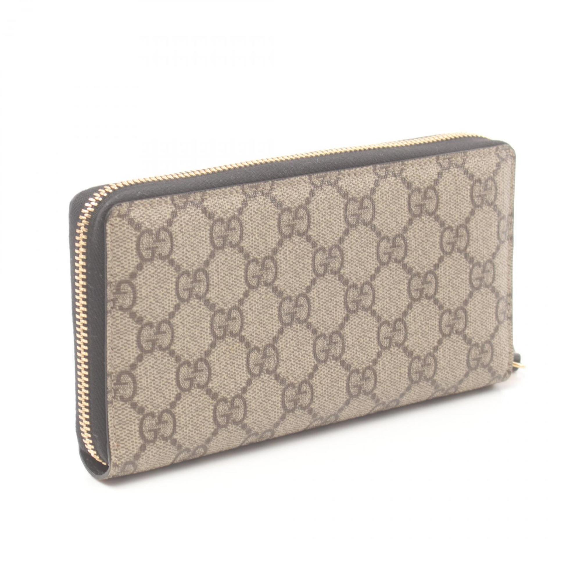 GUCCI Petit Marmont GG Round Long Wallet Coated Canvas Leather Women's Beige Black 456117