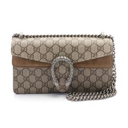 GUCCI Dionysus Small GG Supreme Shoulder Bag Coated Canvas Suede Women's Beige Brown 49962392TJN8660