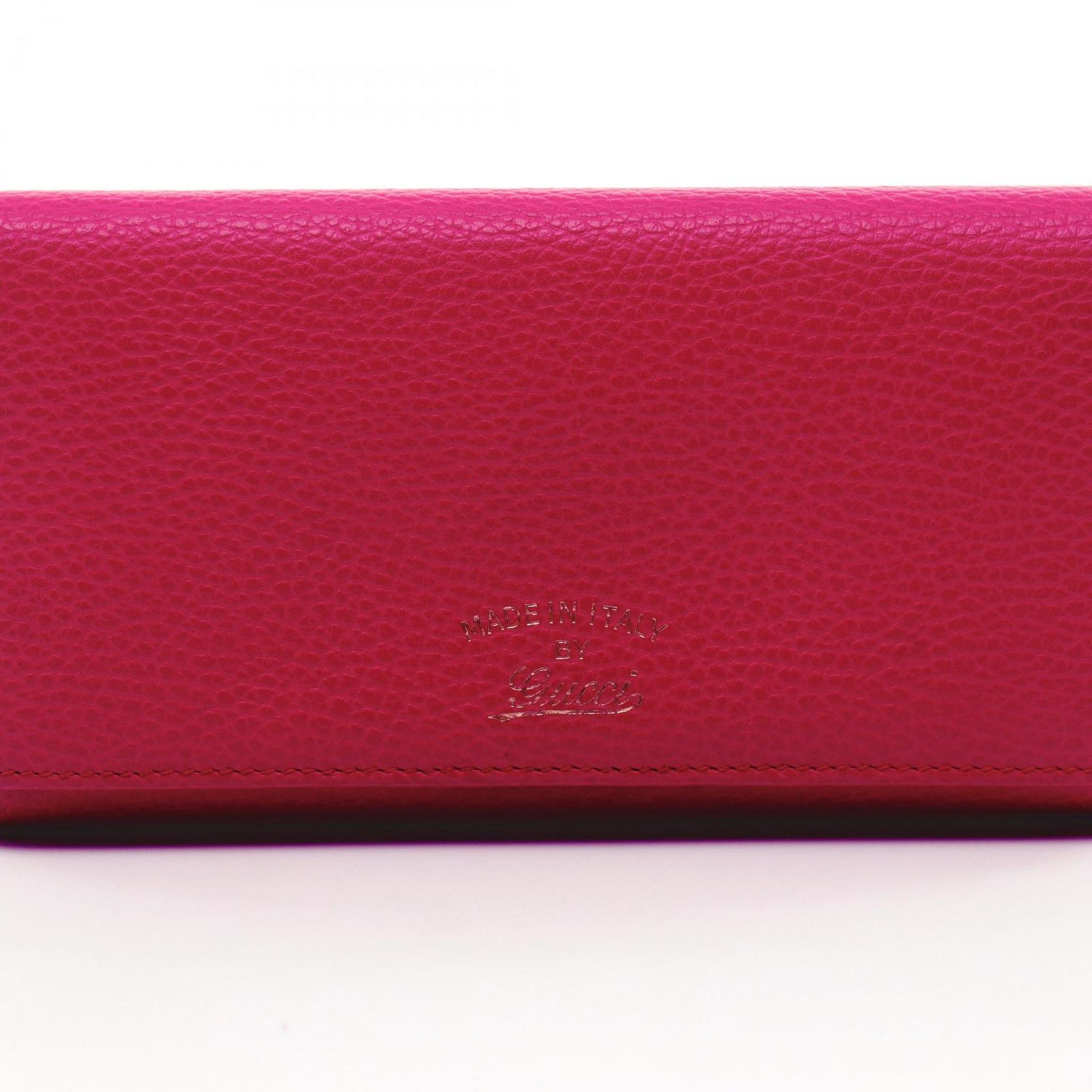 GUCCI Swing Bi-fold Long Wallet Leather Women's Pink 354498