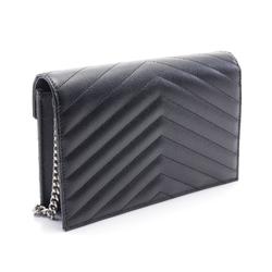 Saint Laurent Cassandra Envelope Shoulder Bag Leather Women's Black 742920BOW021000