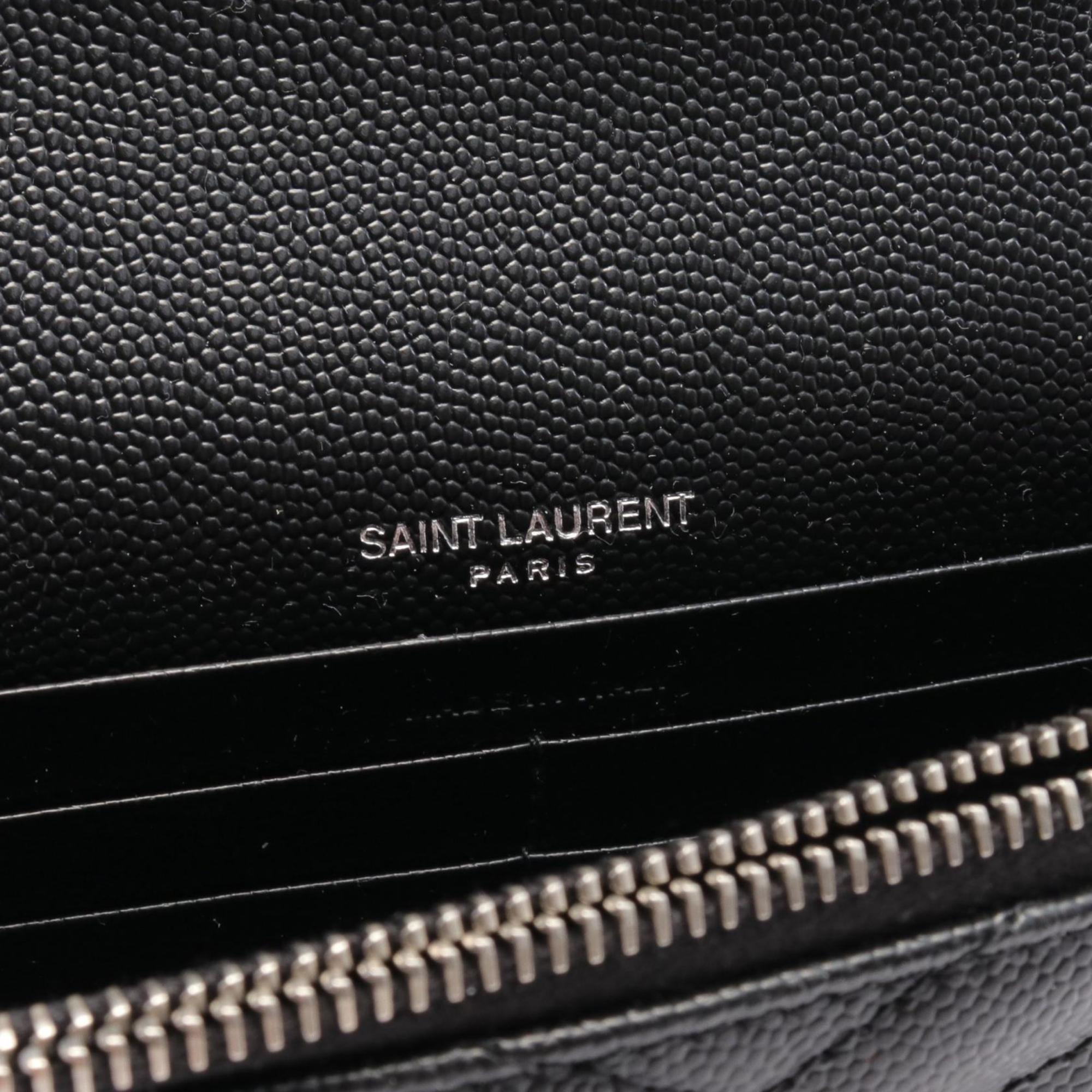 Saint Laurent Cassandra Envelope Shoulder Bag Leather Women's Black 742920BOW021000