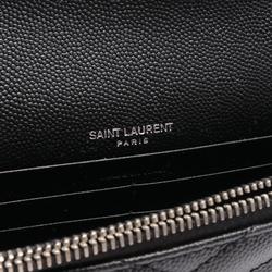 Saint Laurent Cassandra Envelope Shoulder Bag Leather Women's Black 742920BOW021000