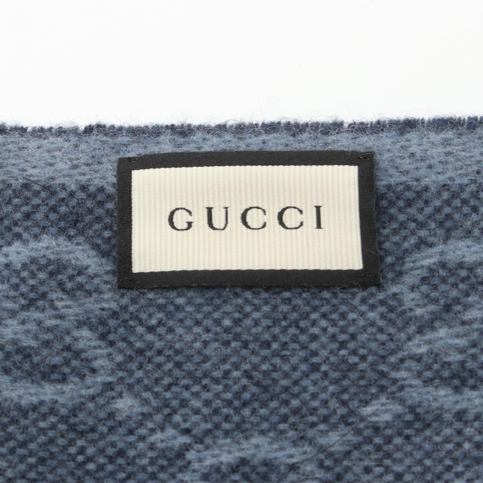 Gucci GUCCI Scarf Clothing Wool Men's Blue Navy Red 5706033G2004068