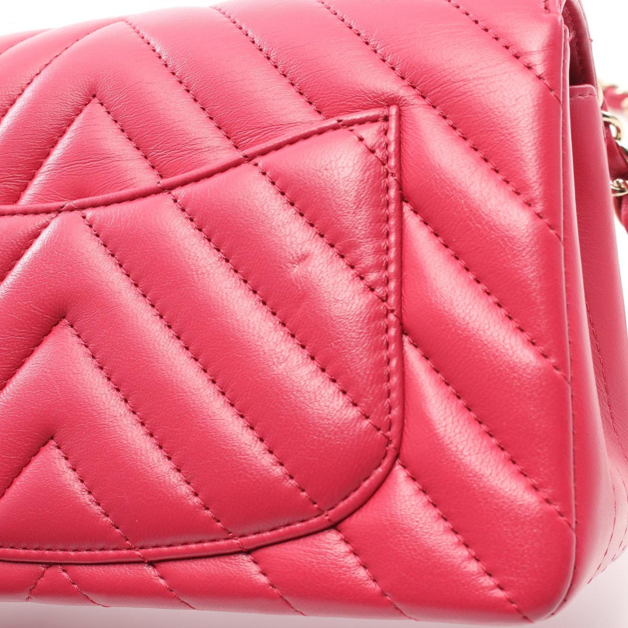 CHANEL V-stitch shoulder bag, lambskin, women's, pink