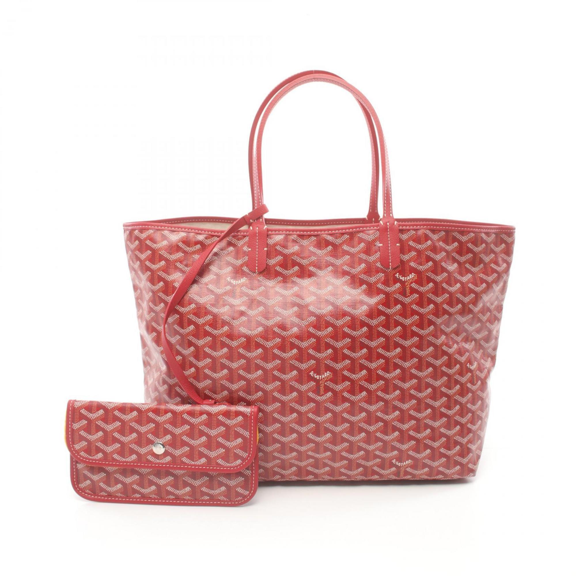 GOYARD Saint Louis PM Tote Bag, Coated Canvas, Leather, Women's, Red, Multicolor