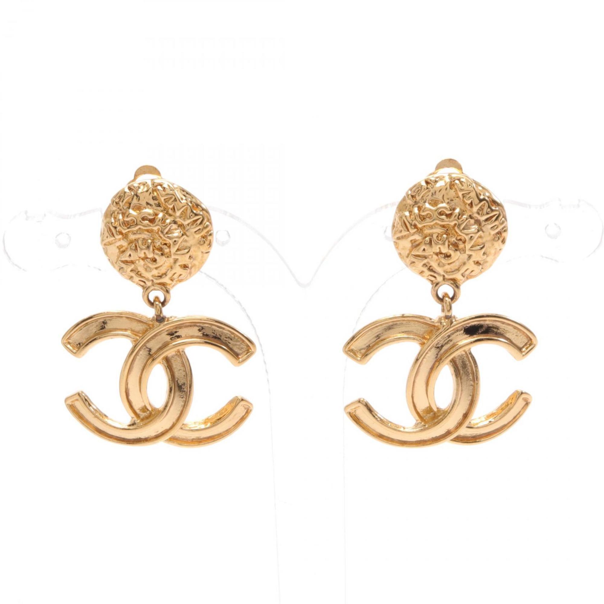 CHANEL Coco Mark Earrings GP (Gold Plated) Women's Gold 95A