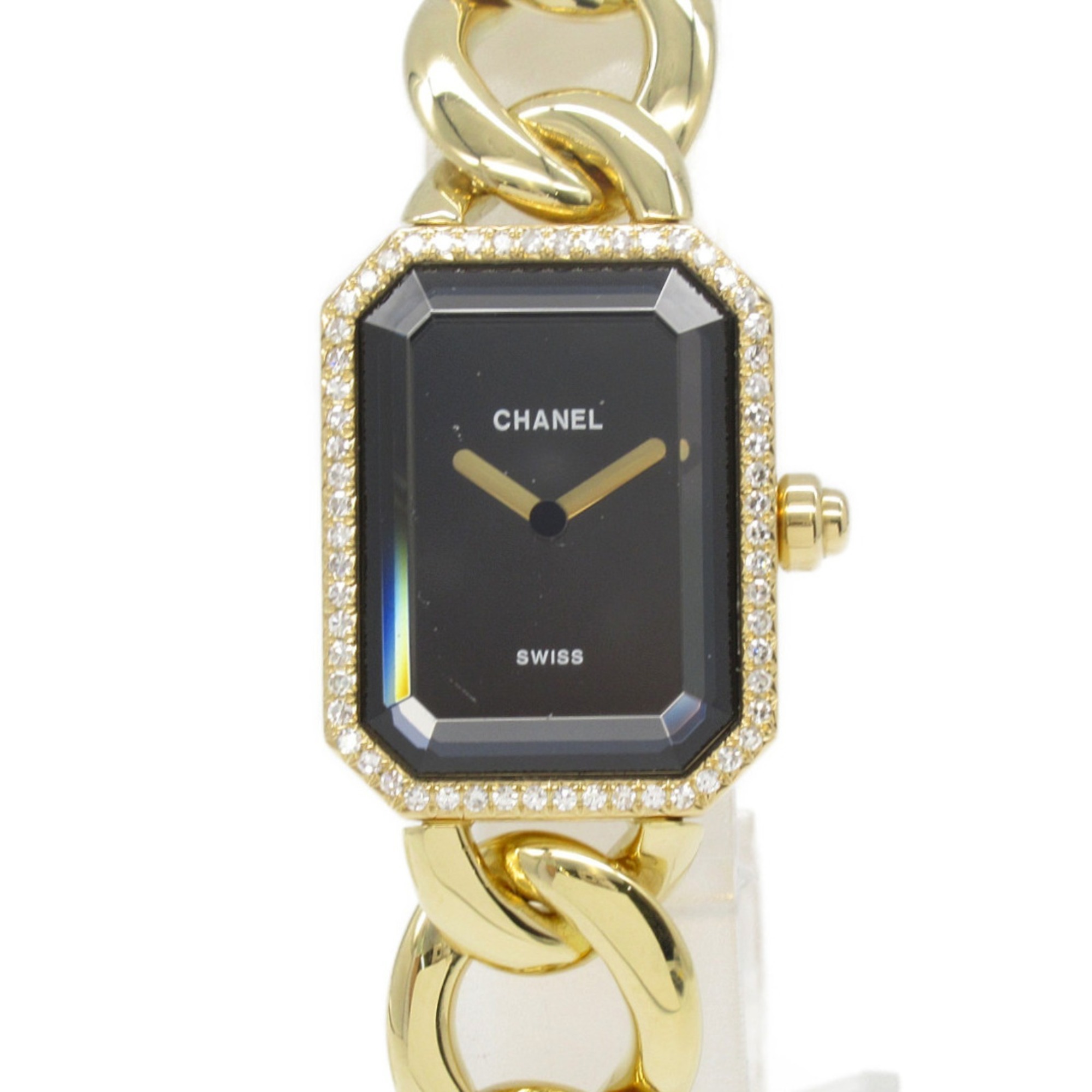 CHANEL Premiere XL Diamond Bezel Watch, K18 (Yellow Gold), Diamond, Women's, Black, H0113