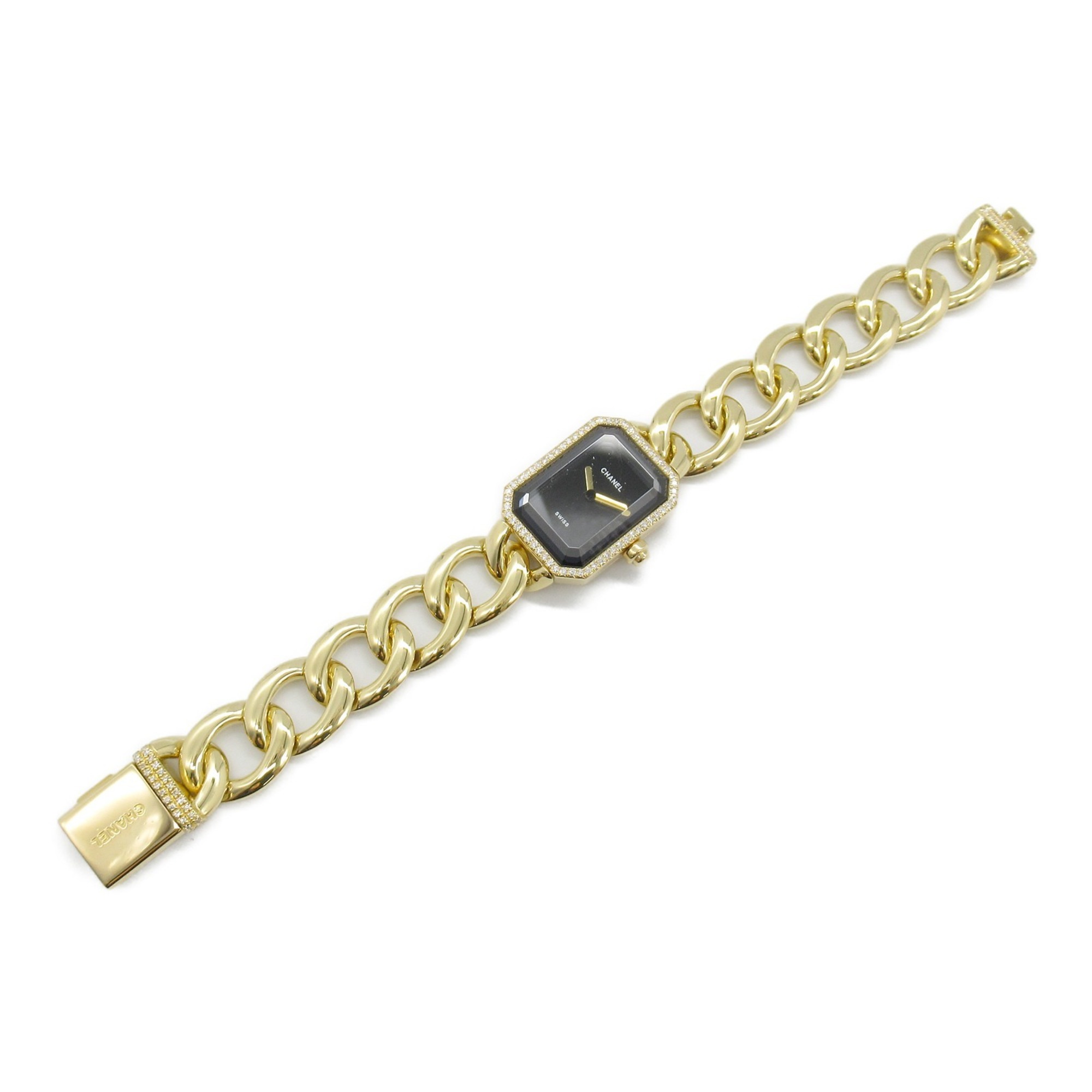 CHANEL Premiere XL Diamond Bezel Watch, K18 (Yellow Gold), Diamond, Women's, Black, H0113