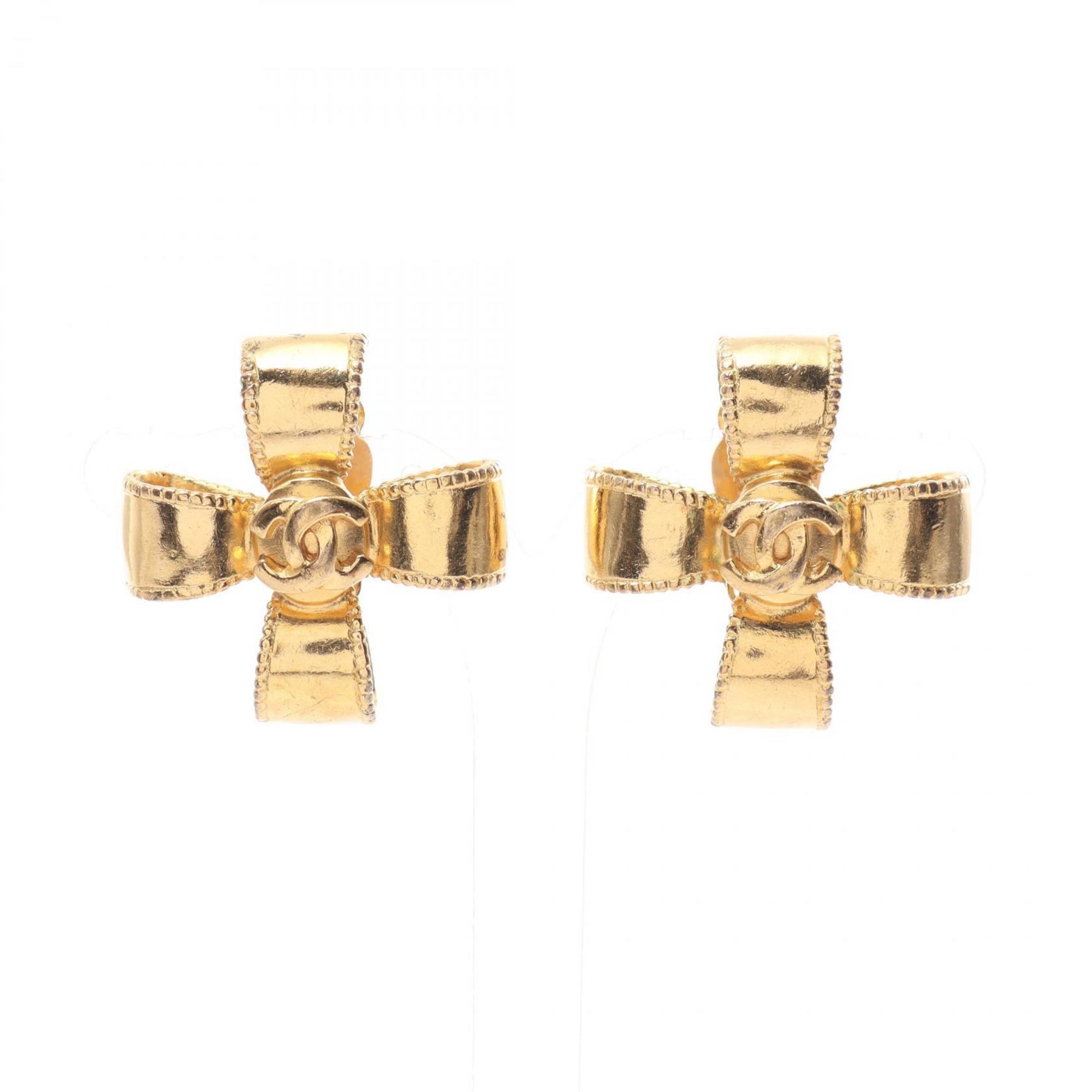 CHANEL Coco Mark Earrings GP (Gold Plated) Women's Gold