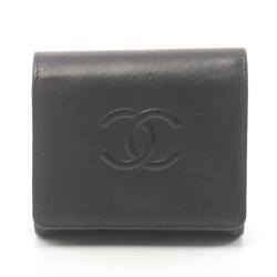 CHANEL Coco Mark Tri-fold Wallet Leather Women's Black