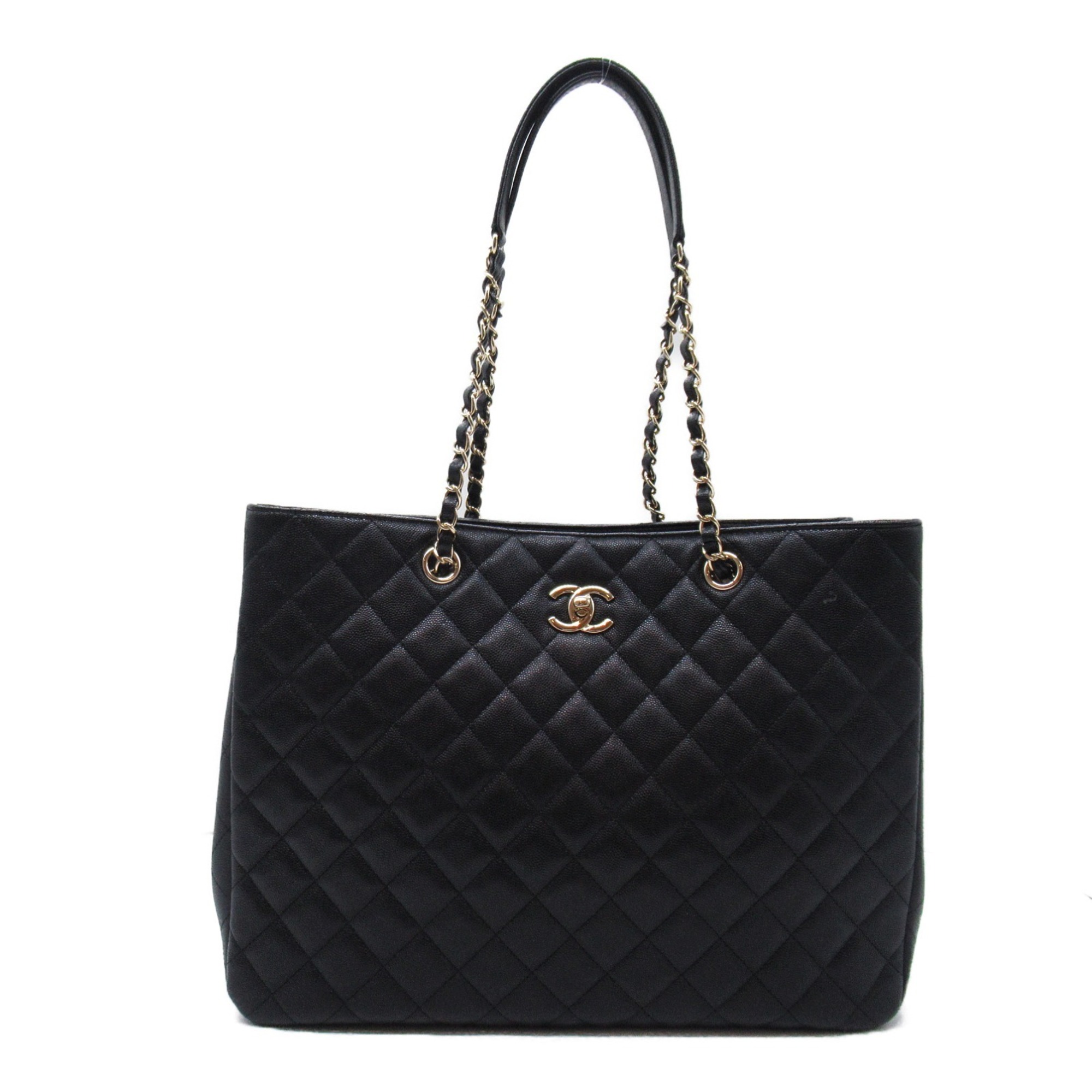 CHANEL Chain Tote Bag Caviar Skin (Grained Calf) Women's Black A91046