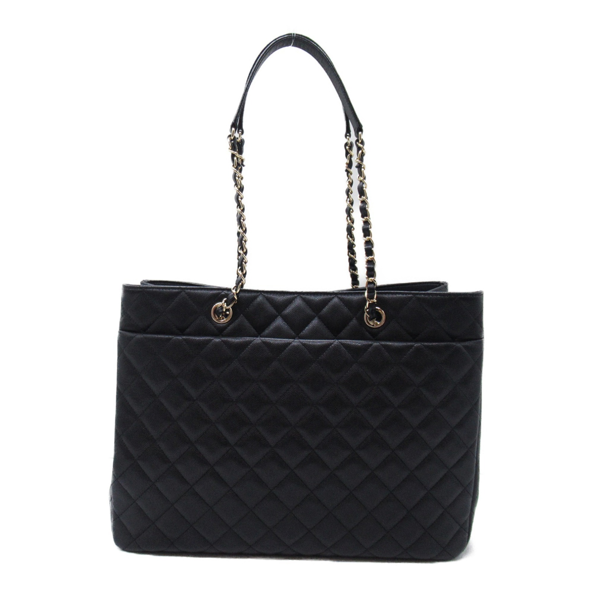 CHANEL Chain Tote Bag Caviar Skin (Grained Calf) Women's Black A91046