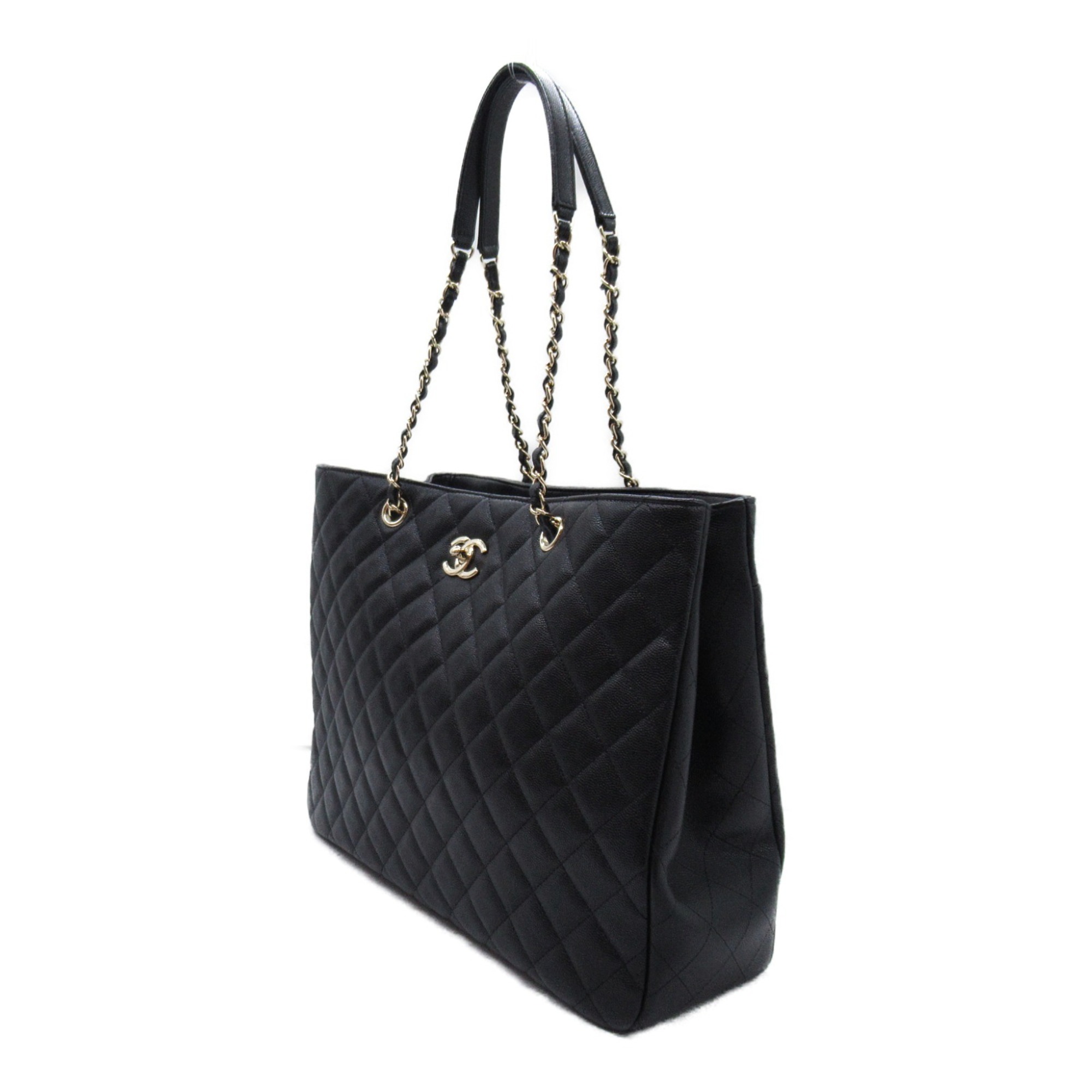 CHANEL Chain Tote Bag Caviar Skin (Grained Calf) Women's Black A91046