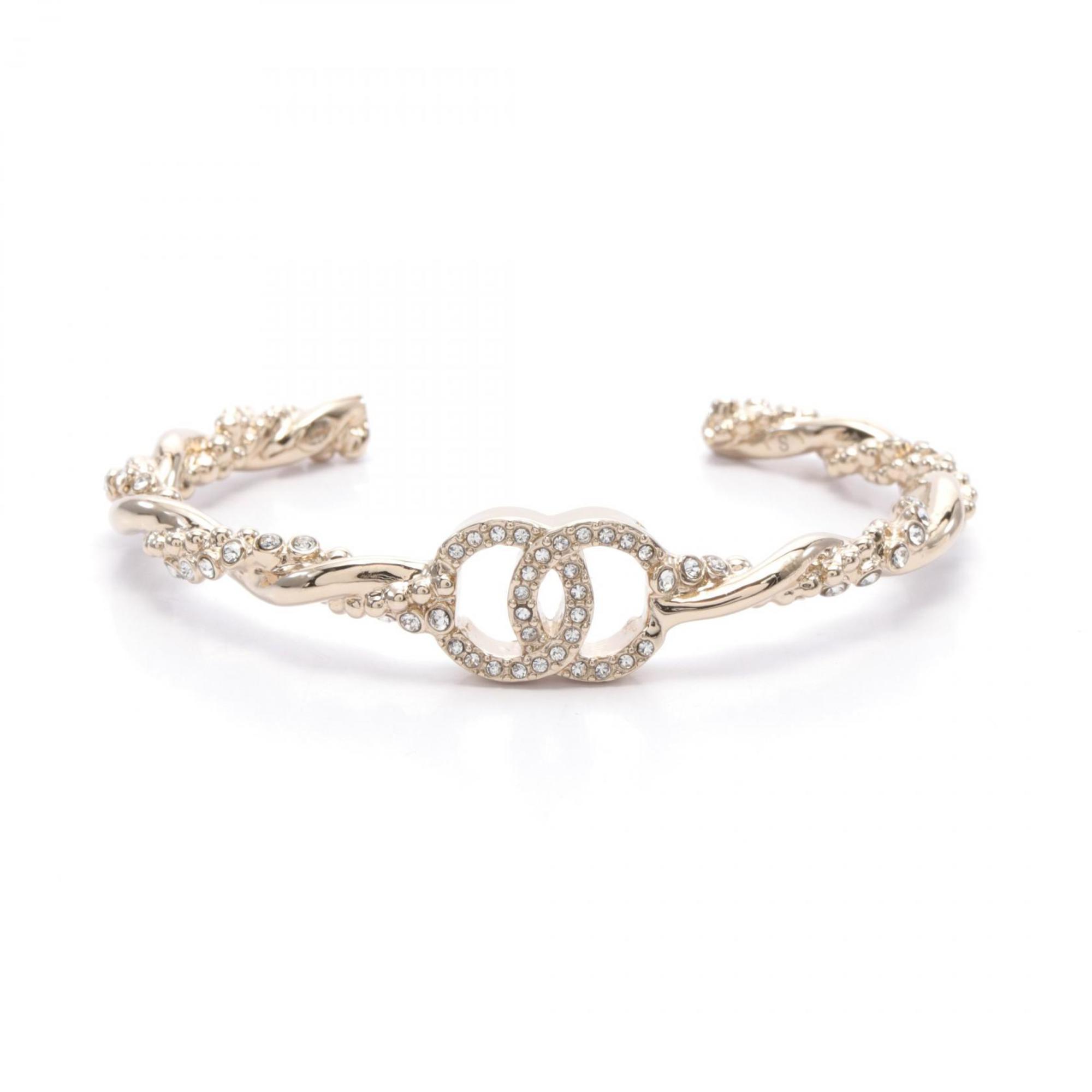 CHANEL Coco Mark Bangle GP (Gold Plated) Rhinestone Women's Gold Clear B23B