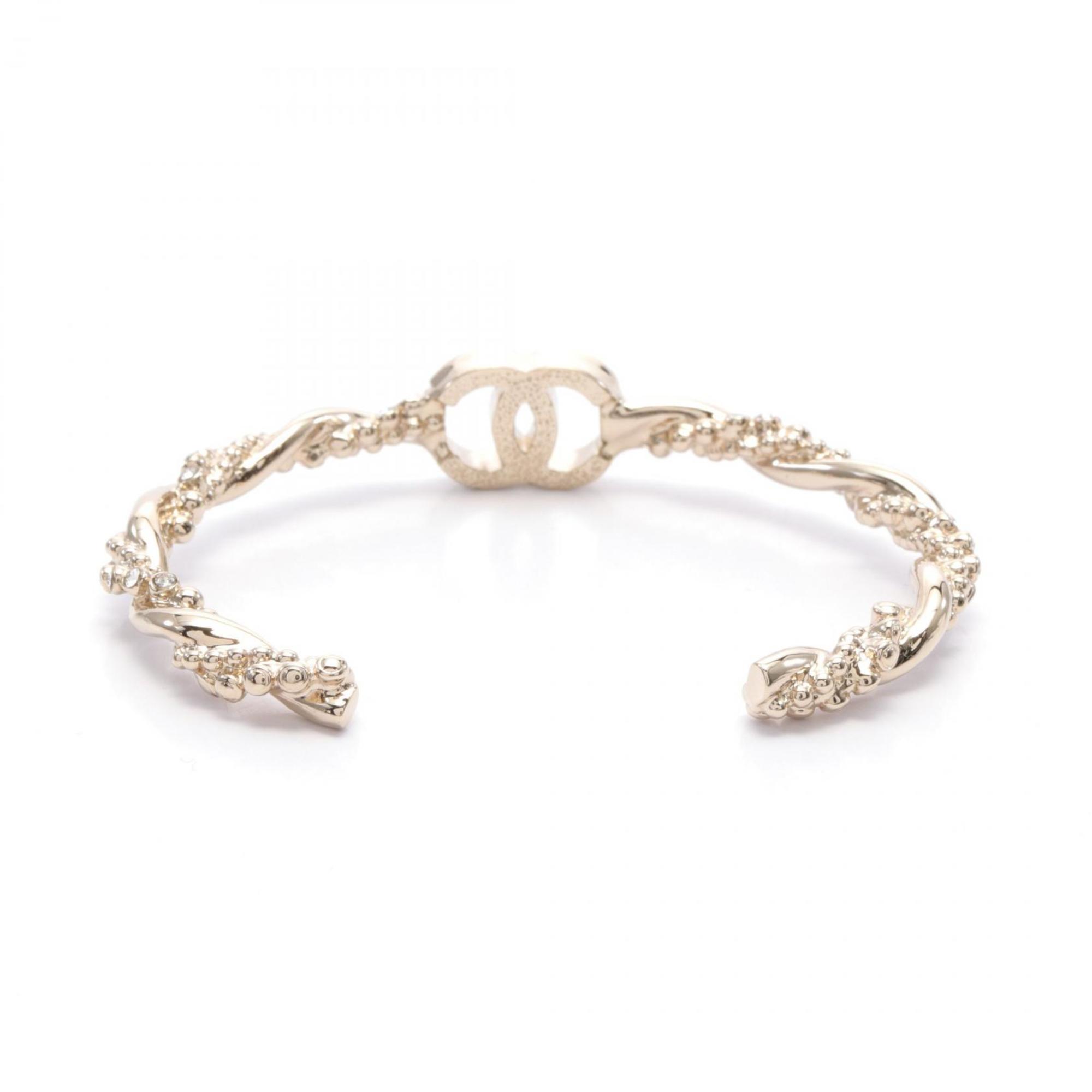 CHANEL Coco Mark Bangle GP (Gold Plated) Rhinestone Women's Gold Clear B23B