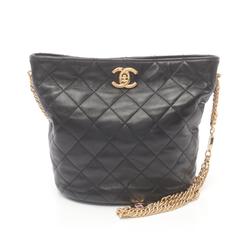 CHANEL Matelasse Shoulder Bag, Lambskin, Women's, Black, AS3762