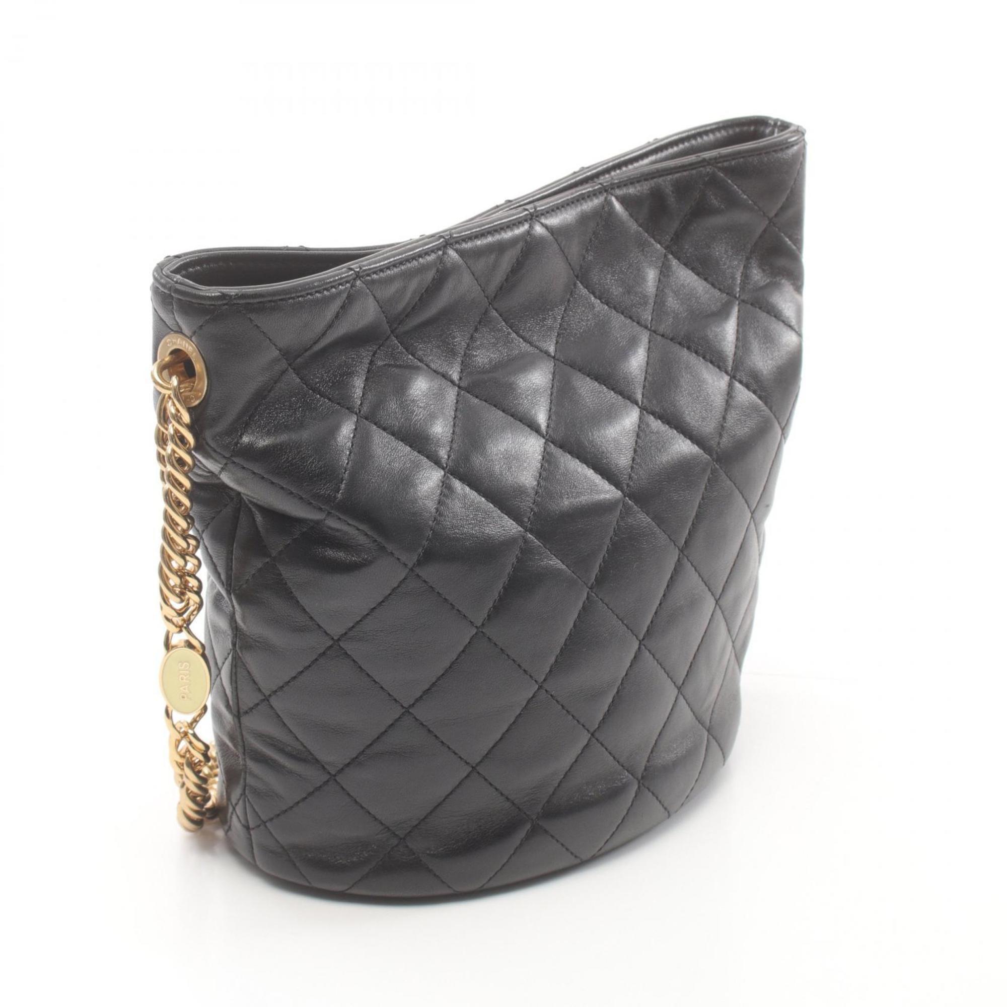 CHANEL Matelasse Shoulder Bag, Lambskin, Women's, Black, AS3762