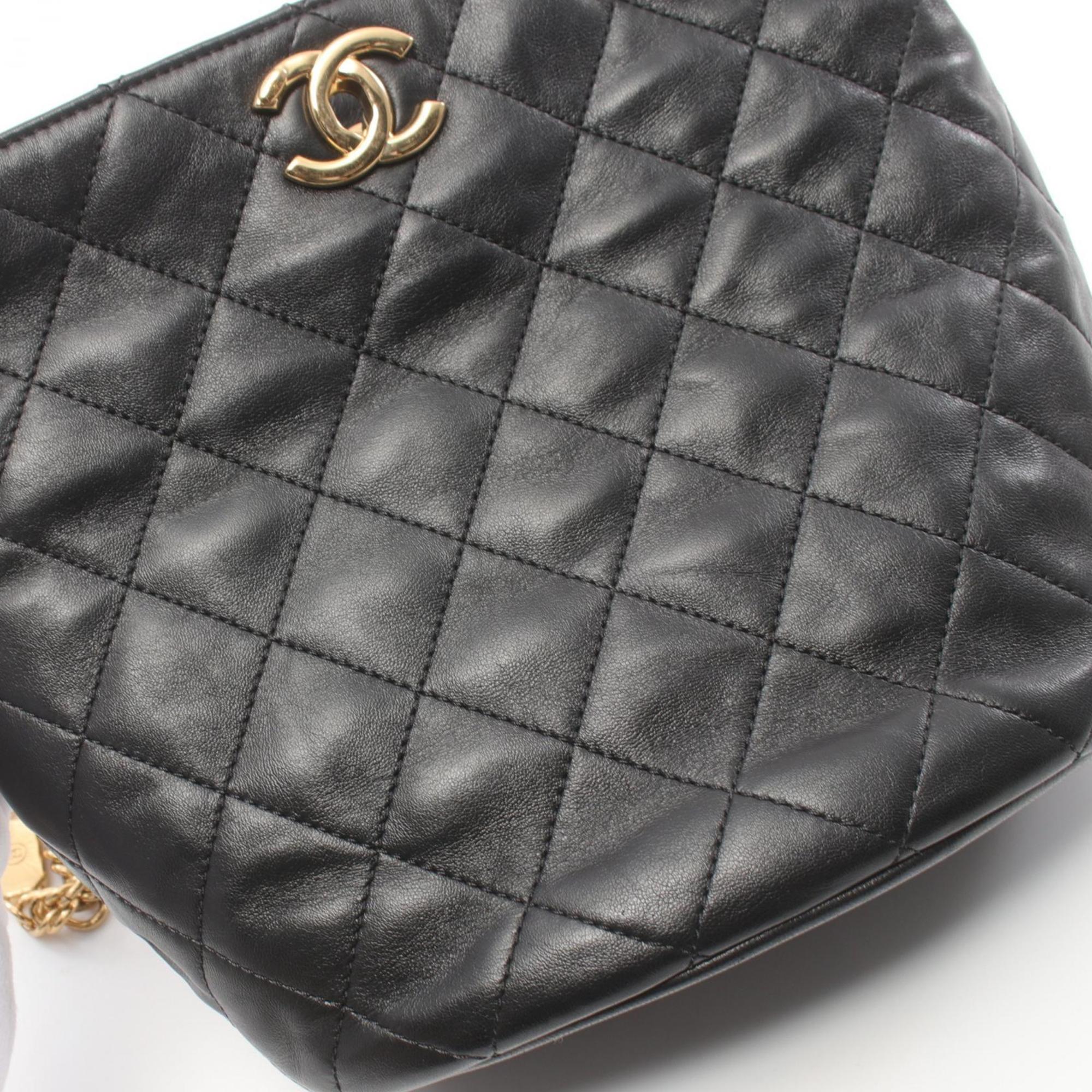 CHANEL Matelasse Shoulder Bag, Lambskin, Women's, Black, AS3762