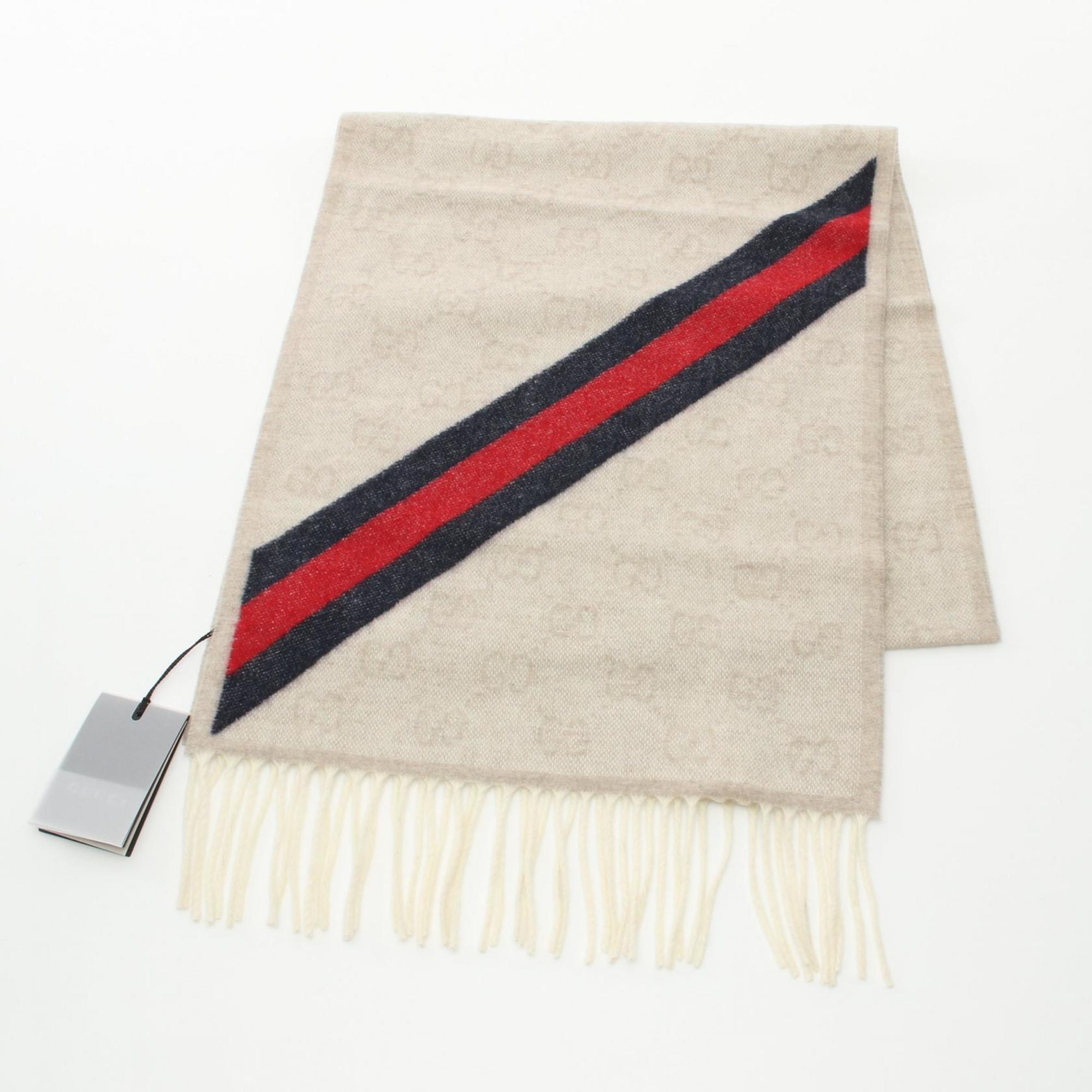 Gucci Scarf Clothing Wool Men Women Beige Navy Red 5706033G2009568